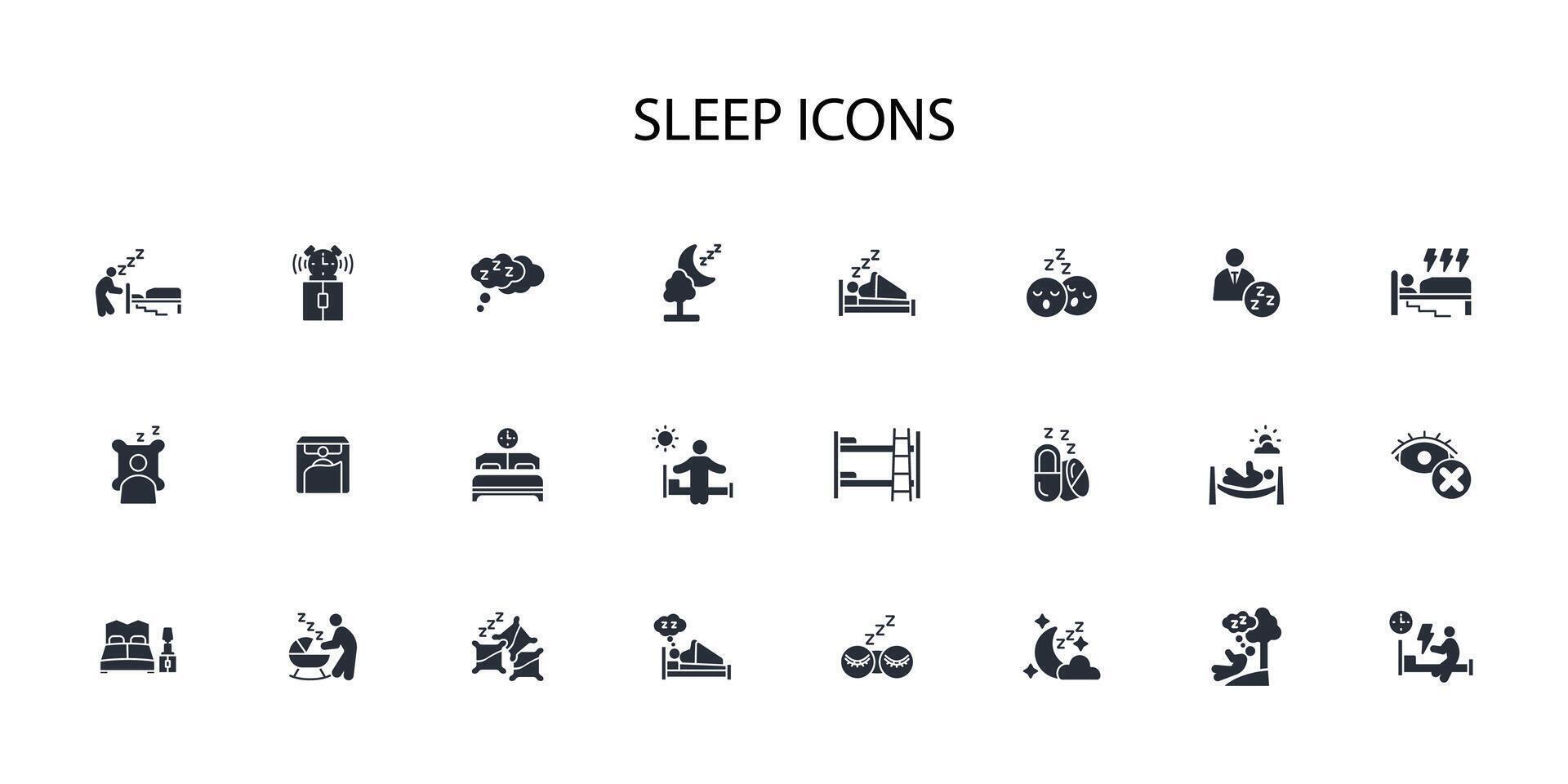 Sleep icon set..Editable stroke.linear style sign for use web design,logo.Symbol illustration. vector