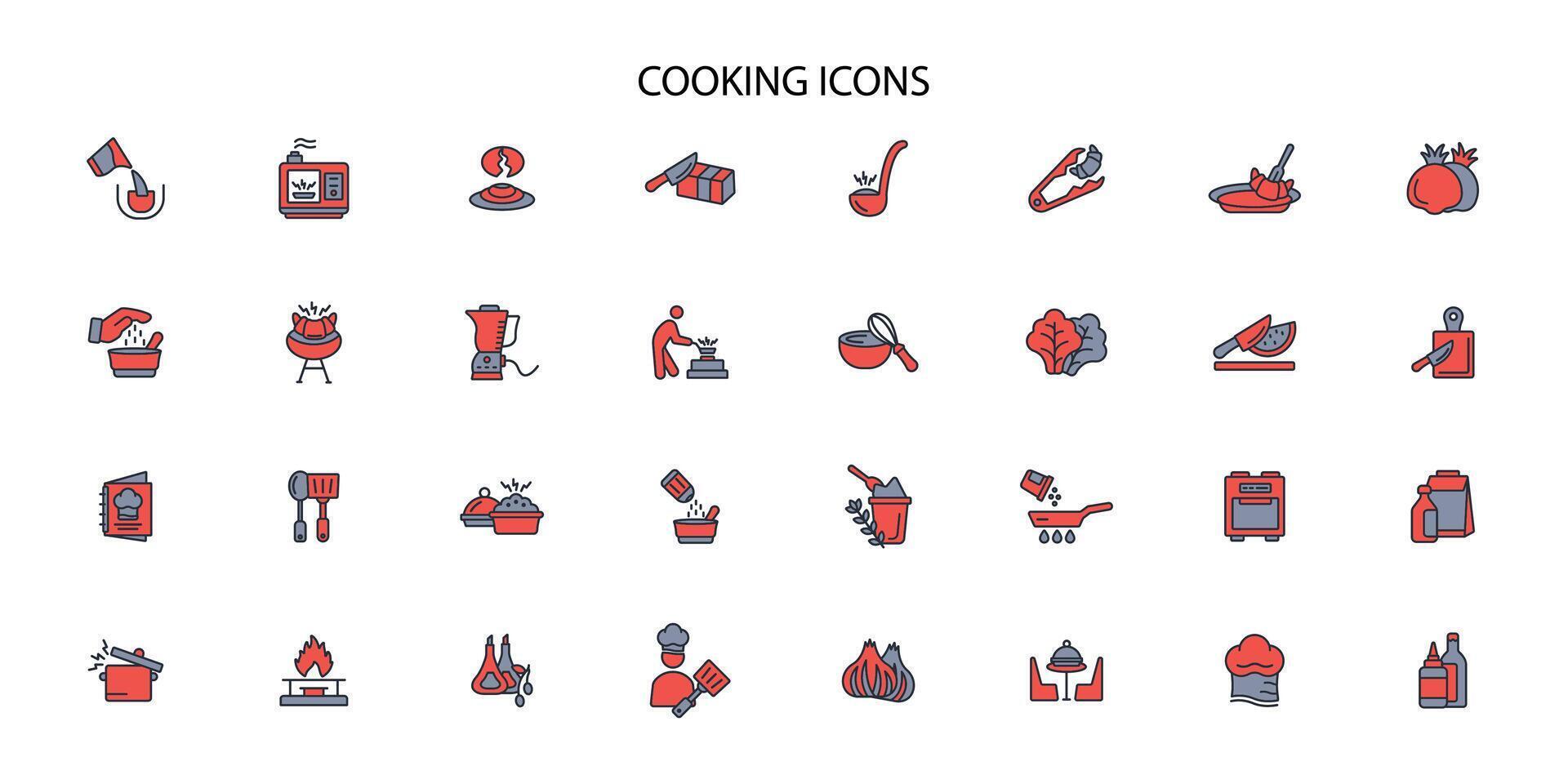 Cooking icon set..Editable stroke.linear style sign for use web design,logo.Symbol illustration. vector