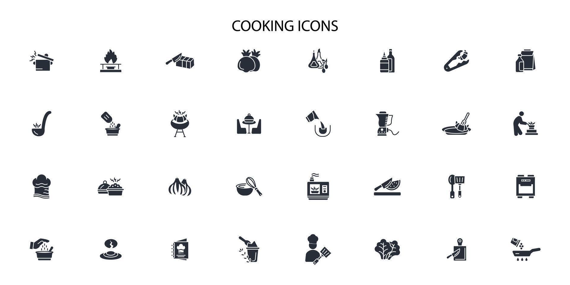 Cooking icon set..Editable stroke.linear style sign for use web design,logo.Symbol illustration. vector