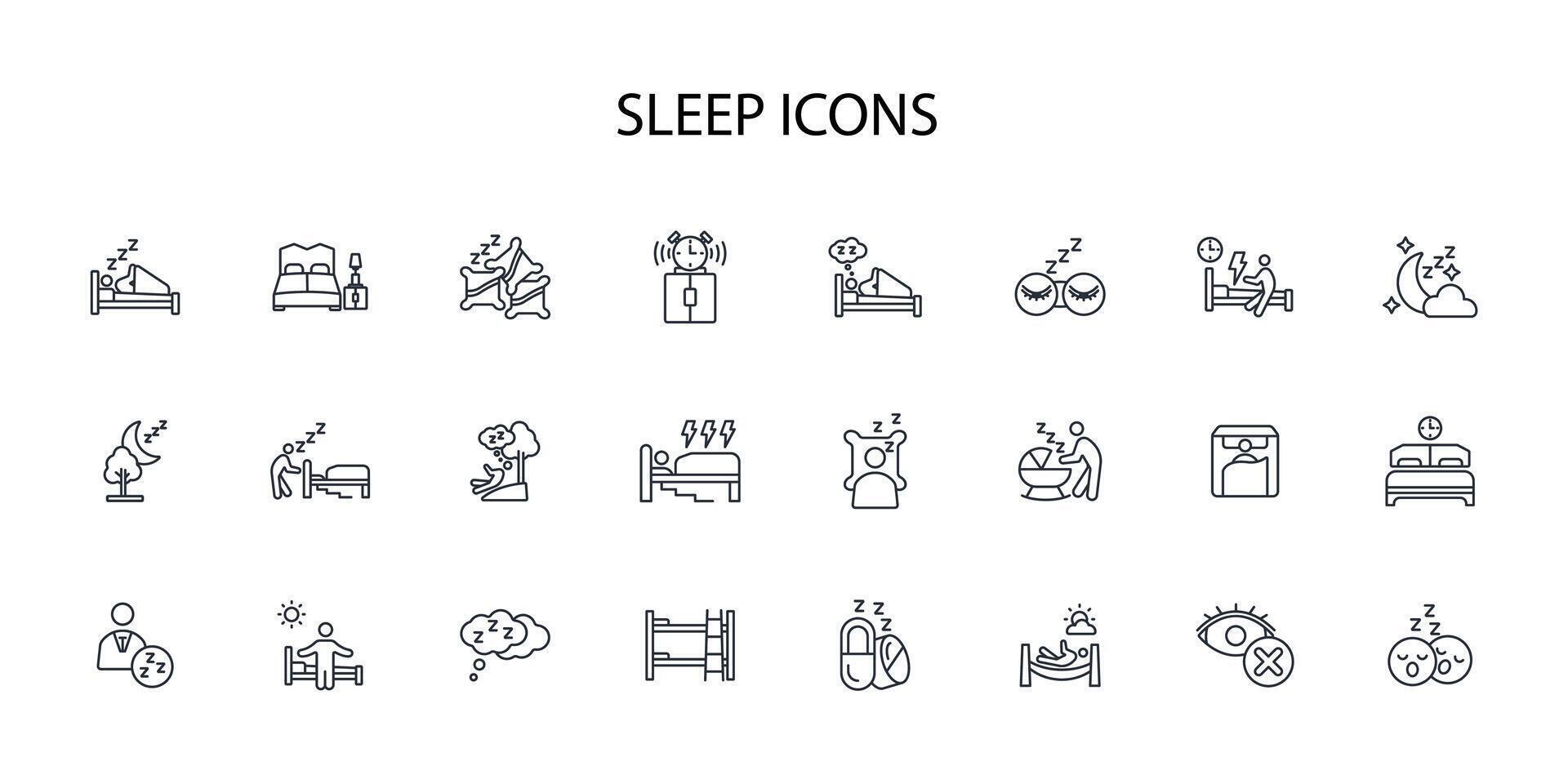 Sleep icon set..Editable stroke.linear style sign for use web design,logo.Symbol illustration. vector