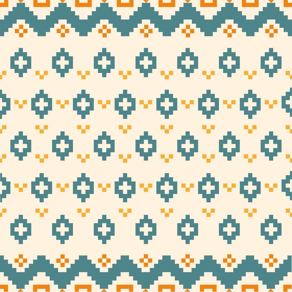 Cross Stitch. Geometric ethnic patterns. Design for Clothing, Fabric, batik, Saree, Patola, Sari, Dupatta, Vyshyvanka, rushnyk, dupatta, Knitwear, Embroidery, Ikkat, Pixel pattern. Traditional Design. vector
