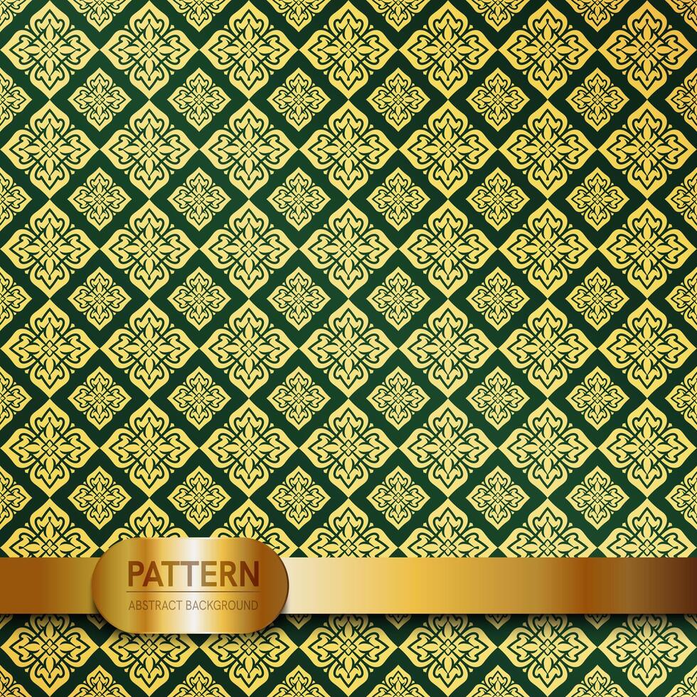 Thai luxury pattern green background. Lai Thai element pattern. Yellow and green theme for text-based compositions ads, book covers, Digital interfaces, print design templates. vector
