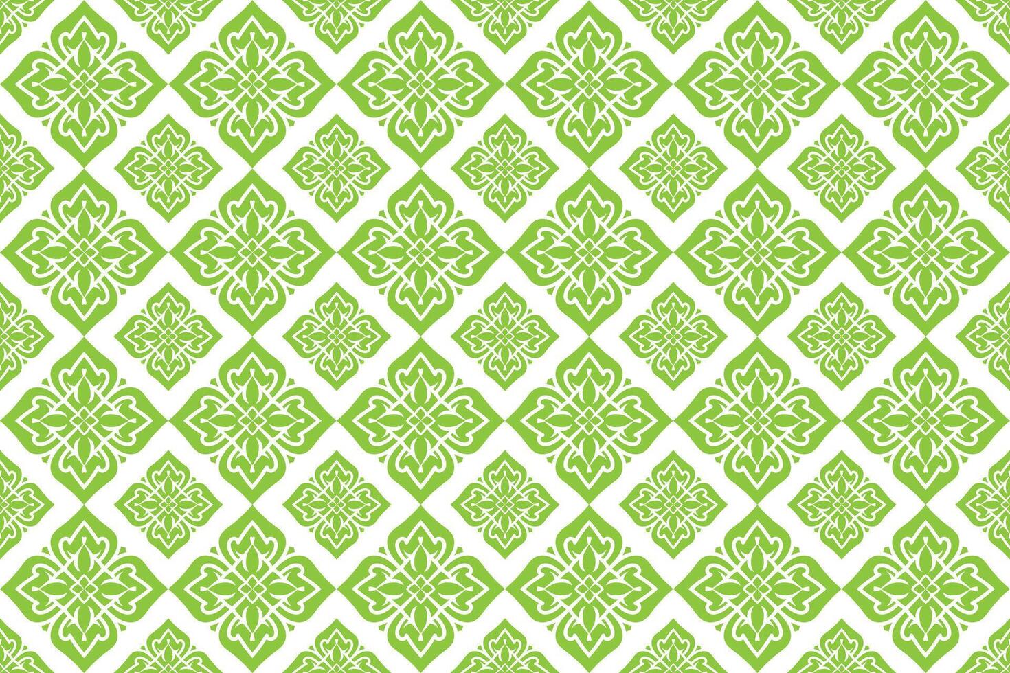 Abstract floral seamless Thai pattern, green and white modern shape for design, porcelain, chinaware, ceramic, tile, ceiling design, texture, wall, paper and fabric. vector