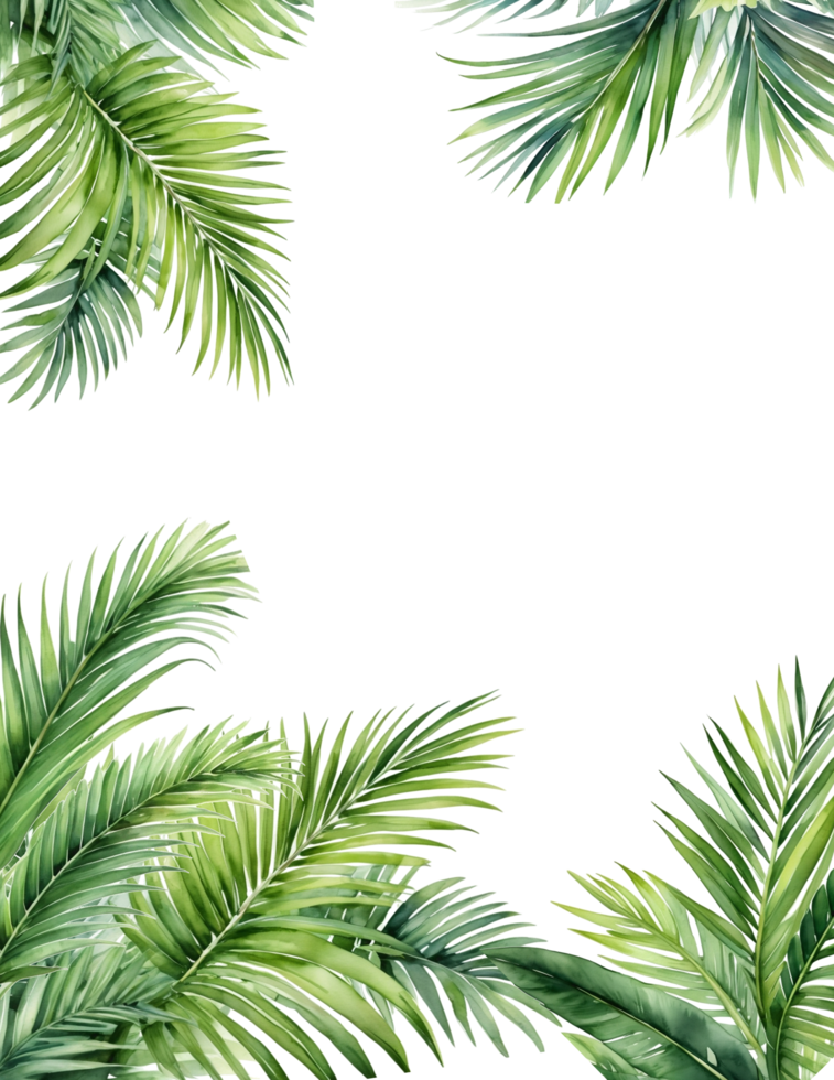 Palm leaf frame on transparent background png