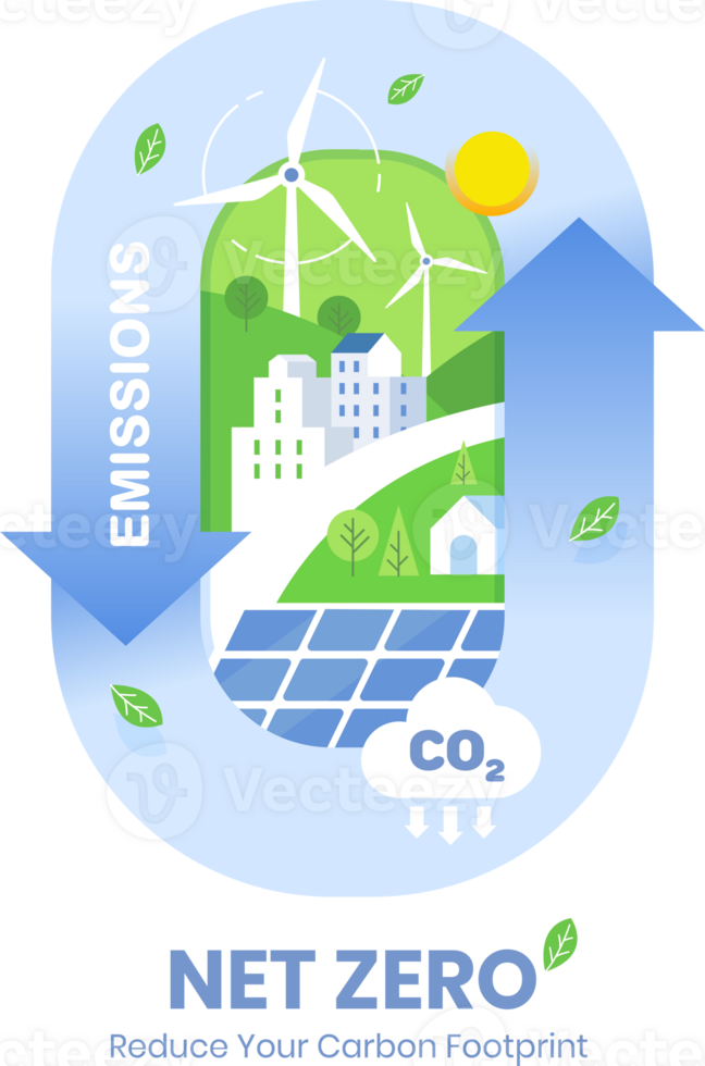 Net zero carbon emissions concept illustration, Esg Sustainable Development Goals png