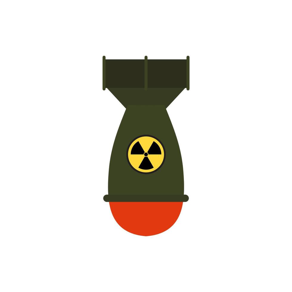 atomic bomb flat design illustration. Nuke Isolated aviation atom bomb. Nuclear winter concept. Illustration of dangerous military weapons. vector
