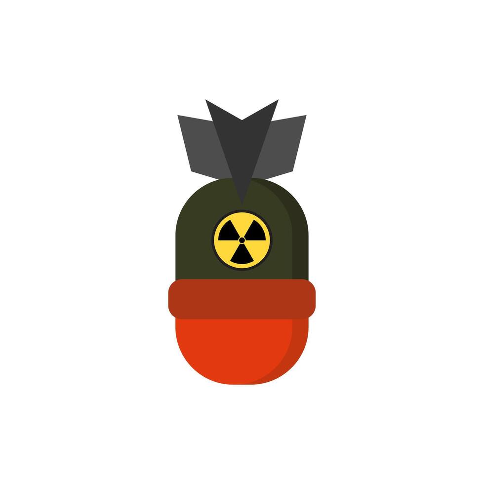atomic bomb flat design illustration. Nuke Isolated aviation atom bomb. Nuclear winter concept. Illustration of dangerous military weapons. vector