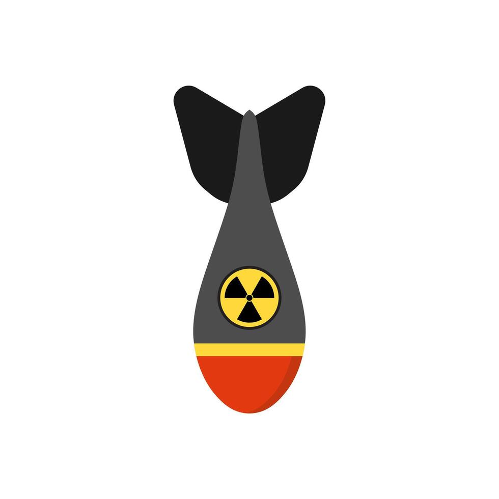 atomic bomb flat design illustration. Nuke Isolated aviation atom bomb. Nuclear winter concept. Illustration of dangerous military weapons. vector