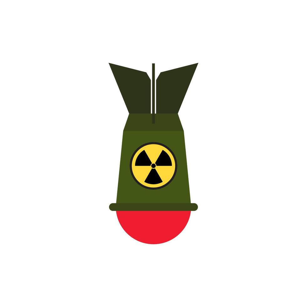 atomic bomb flat design illustration. Nuke Isolated aviation atom bomb. Nuclear winter concept. Illustration of dangerous military weapons. vector