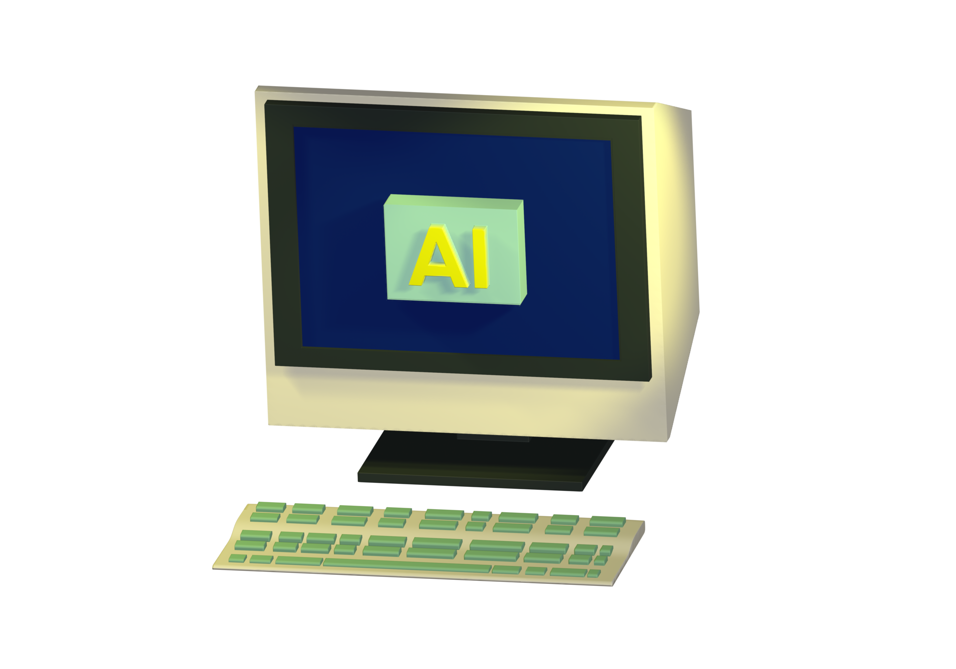 computer monitor isolated, AI Learning and artificial intelligence ...