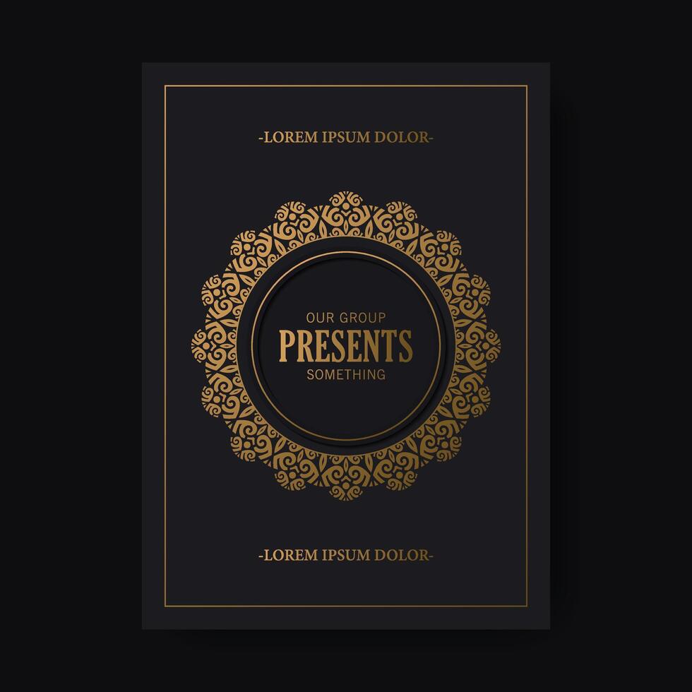 Luxury gold border pattern cover template vector