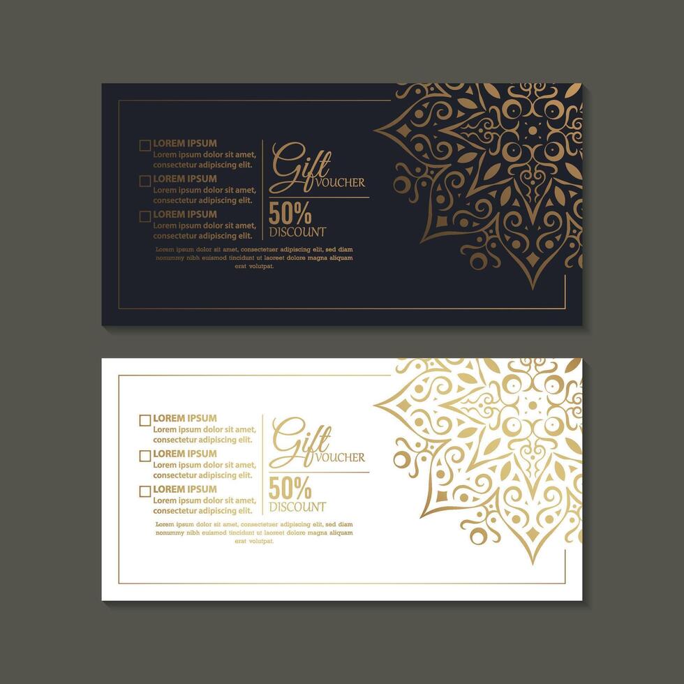 Luxury gold gift voucher template vector