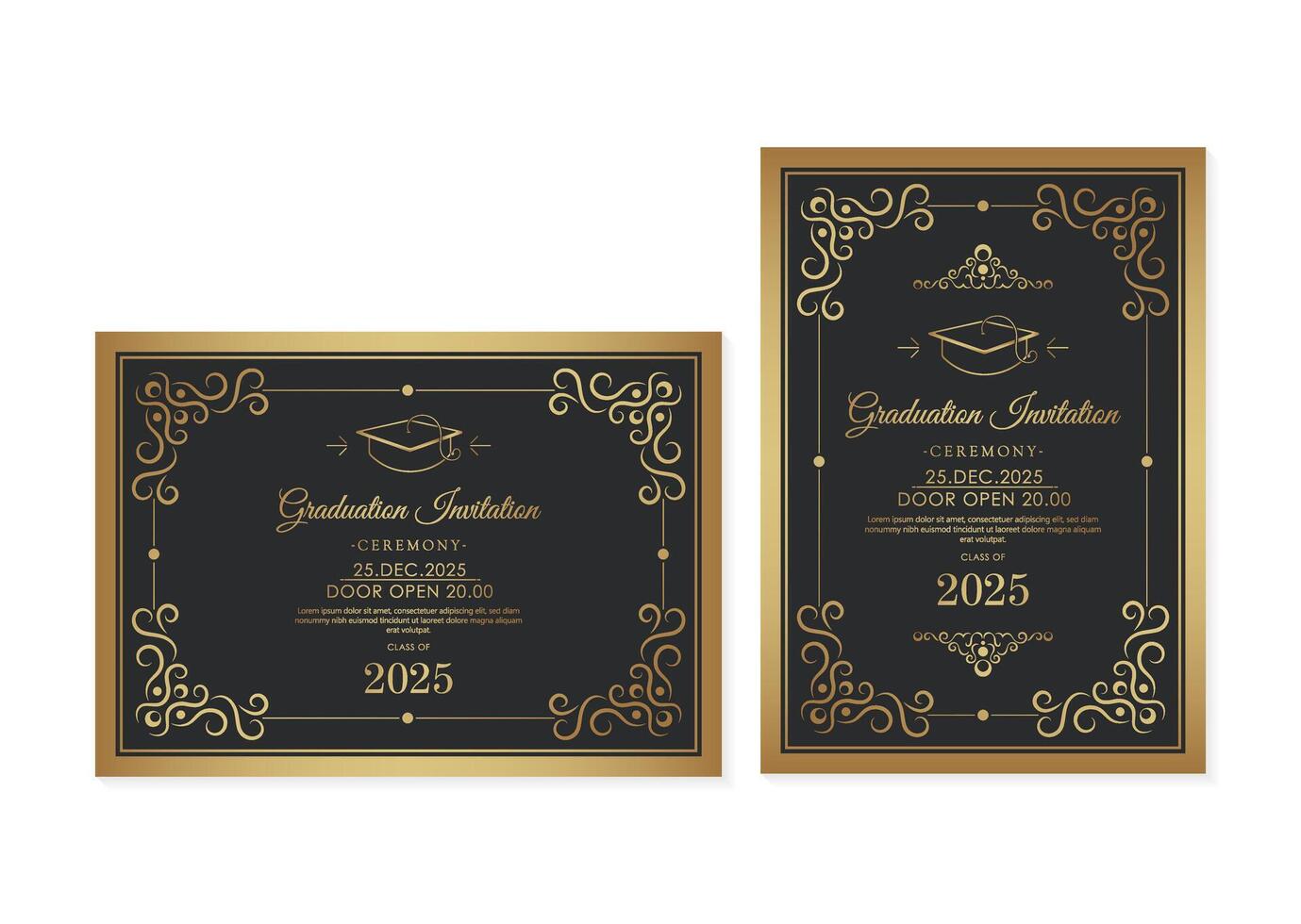 Elegant dark graduation invitation template vector