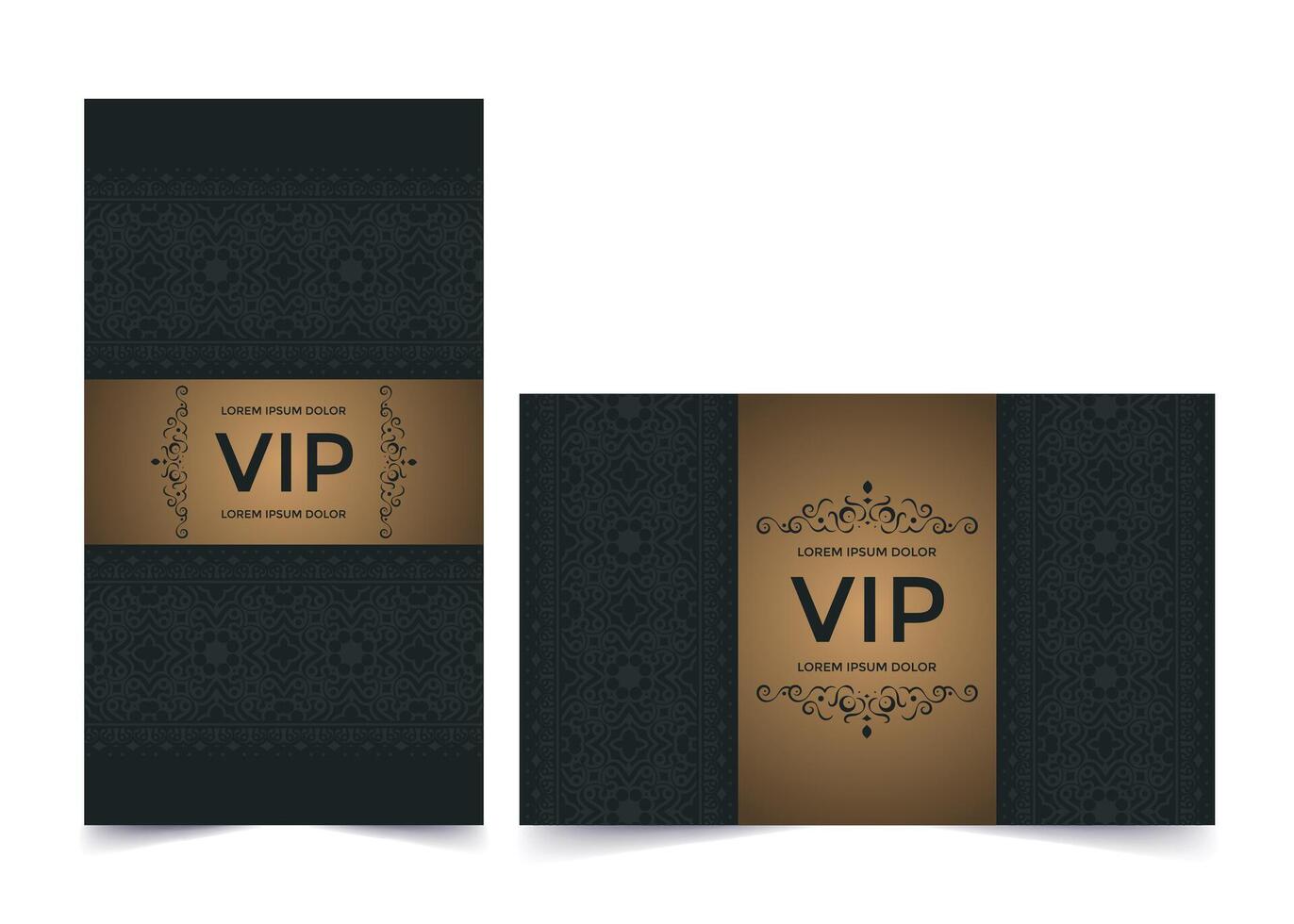luxury dark vip card in ornament texture vector