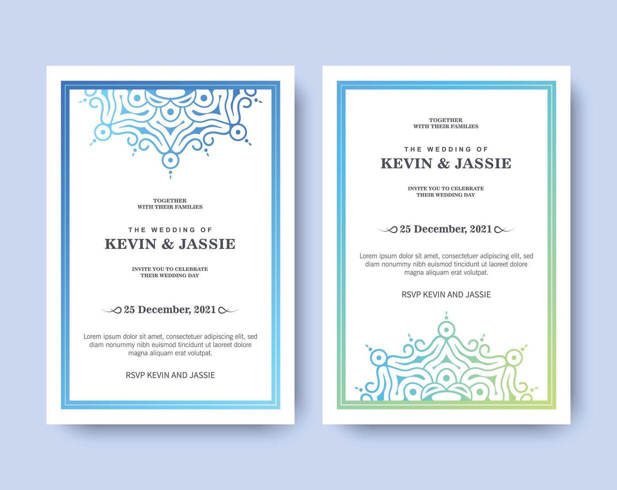 gradient retro wedding invitation template vector
