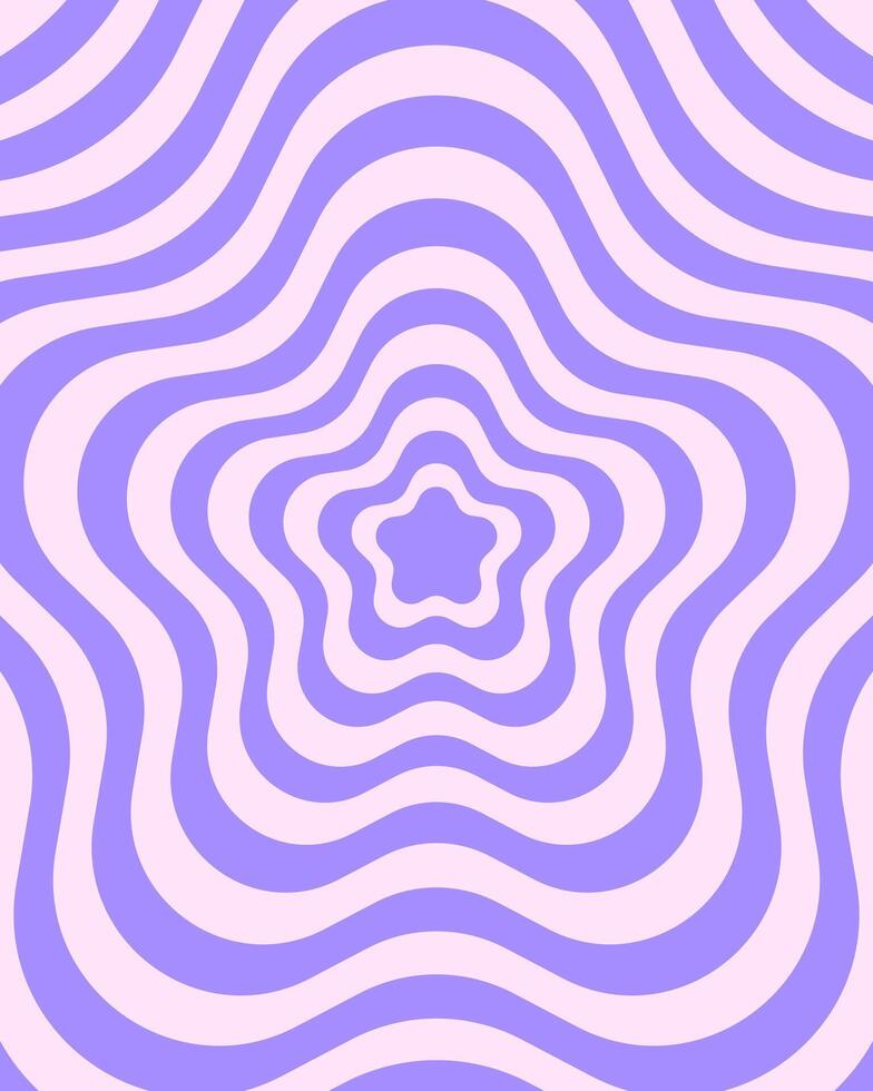 Vertical poster with repeating purple flowers in retro 2000s style. Groovy psychedelic pattern in trendy y2k style. Cute illustration in pastel colors vector
