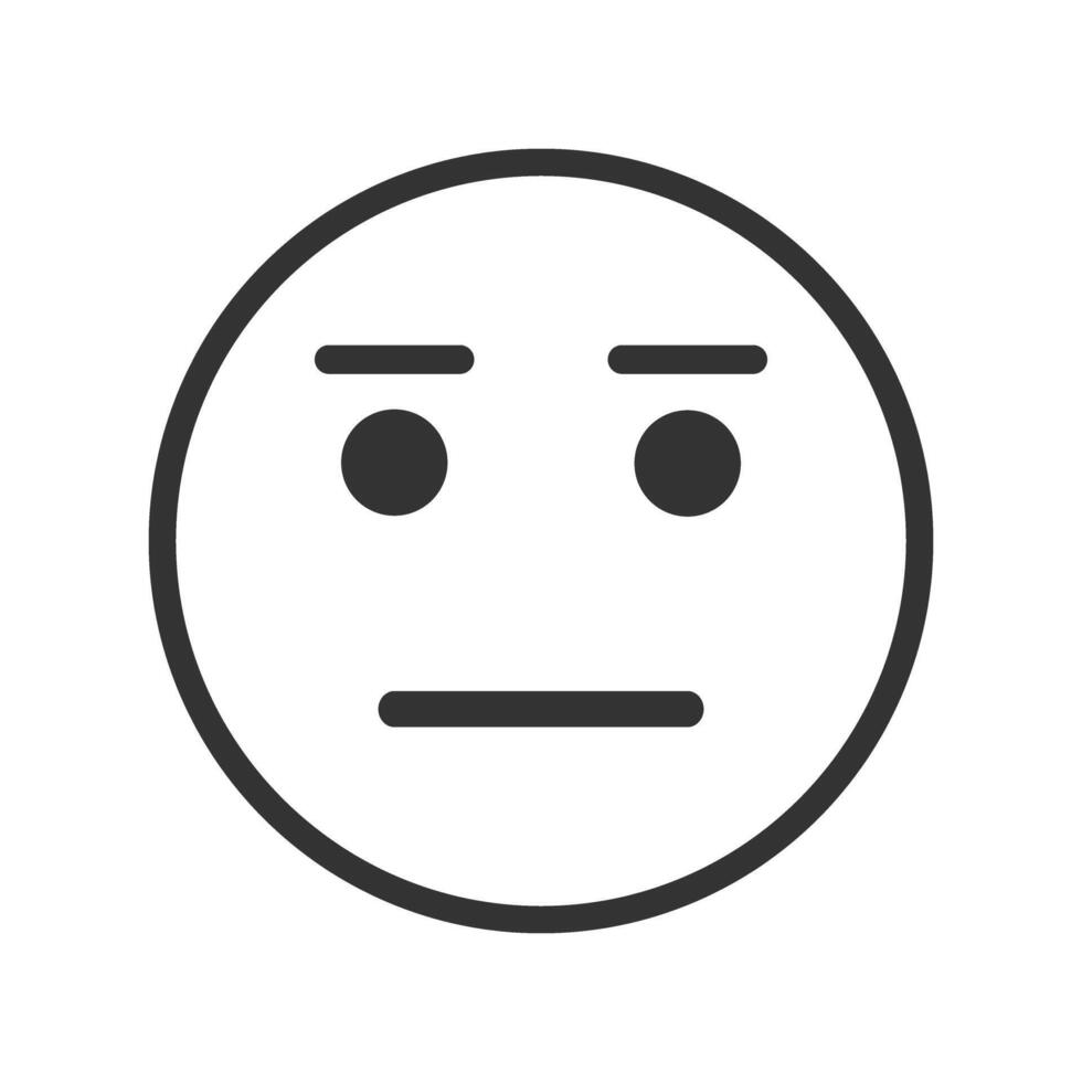 Face icon with neutral emotion. Unbiased, indifferent, detached, unconcerned, dispassionate, uninvolved, impartial, awkwardness expression vector