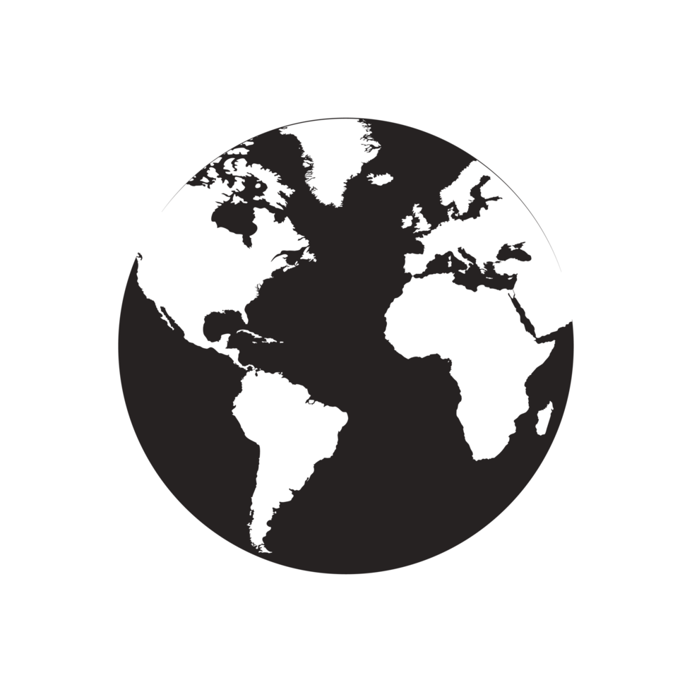 globe earth map element icon flat black png