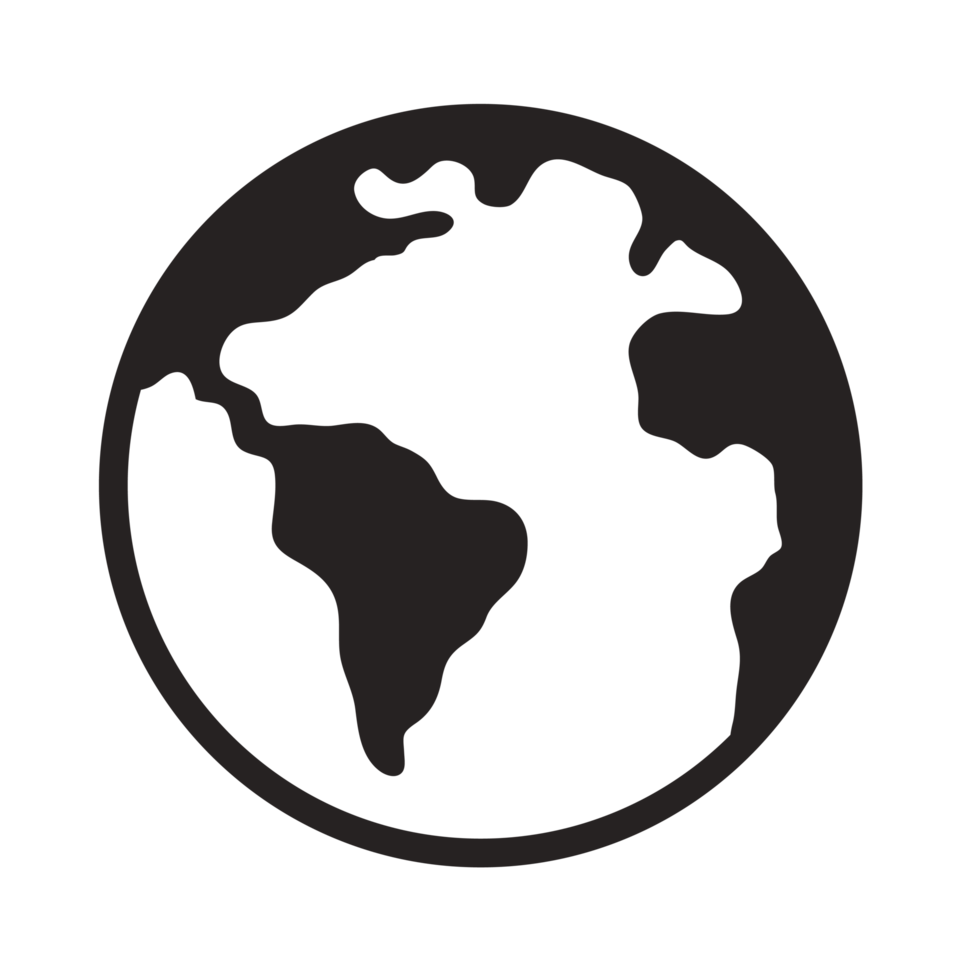 globe earth map element icon flat black png