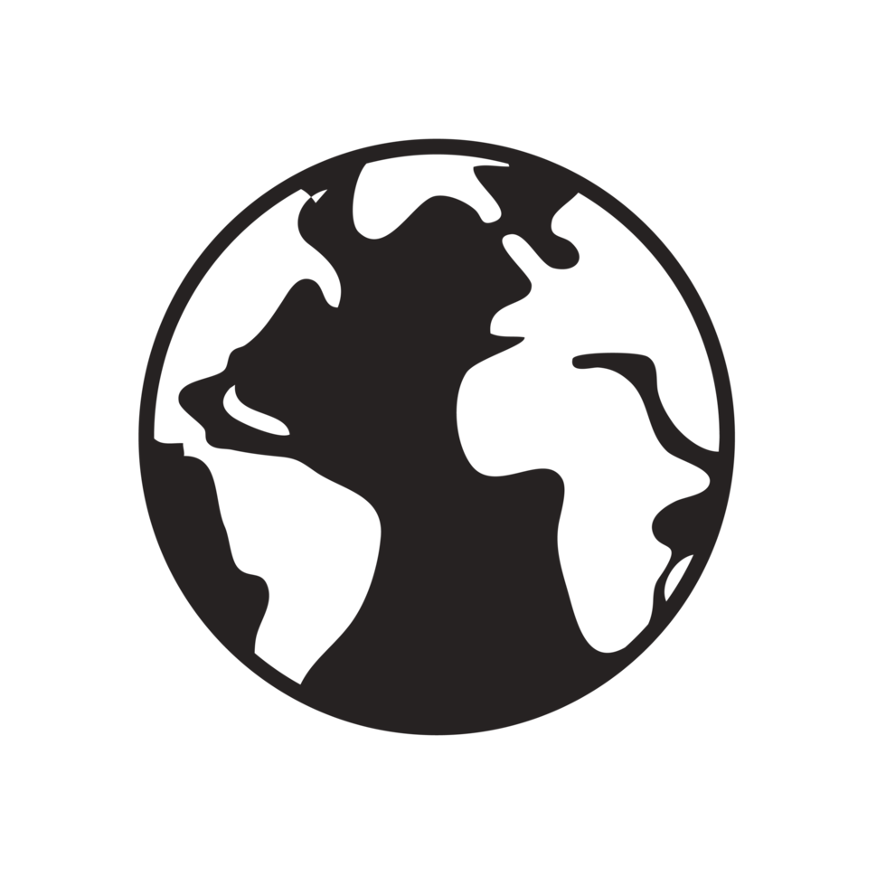globe earth map element icon flat black png