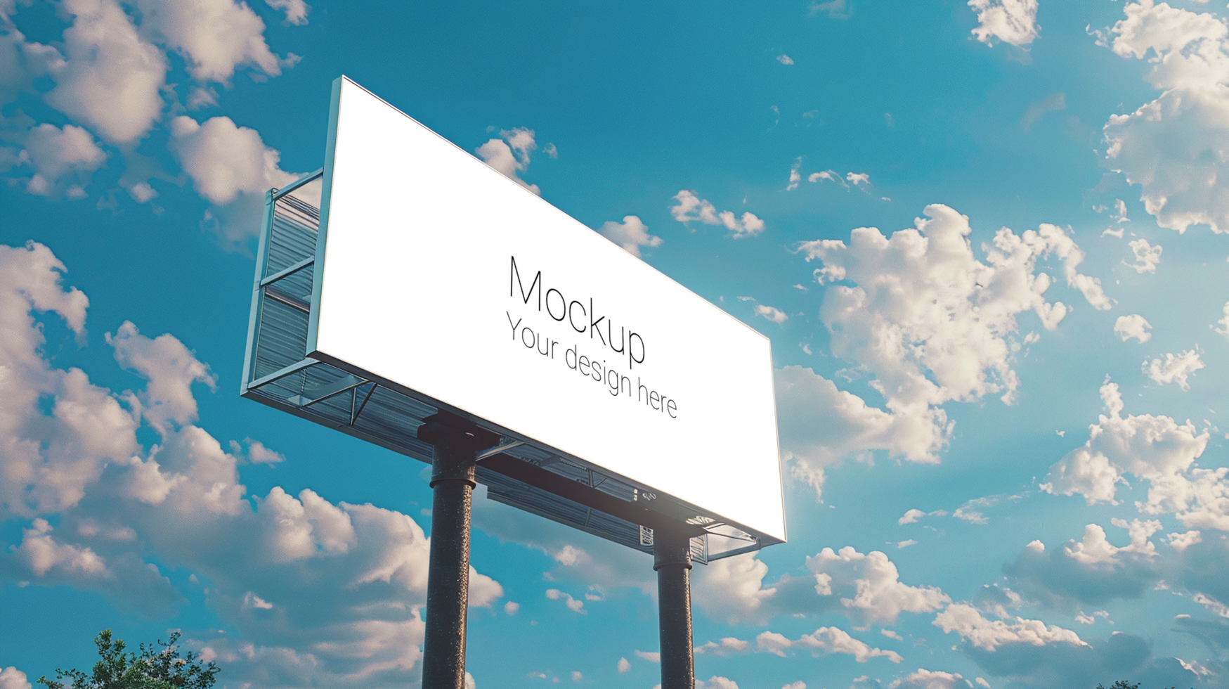 Mockup of big street billboard for advertisement on the sky background psd