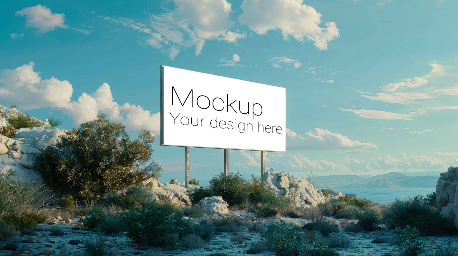 Mockup of big street billboard for advertisement on the sky background psd