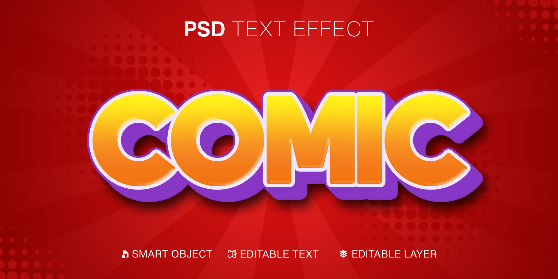 3d comic Text effect editable psd