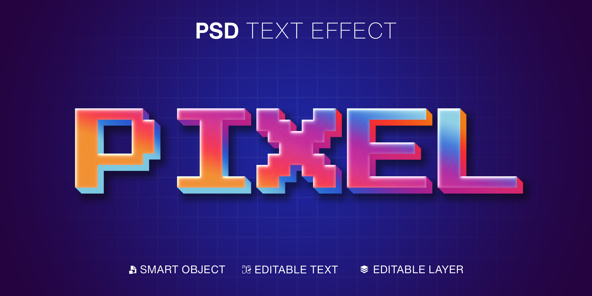 Pixel 3D Text Effect Editable psd