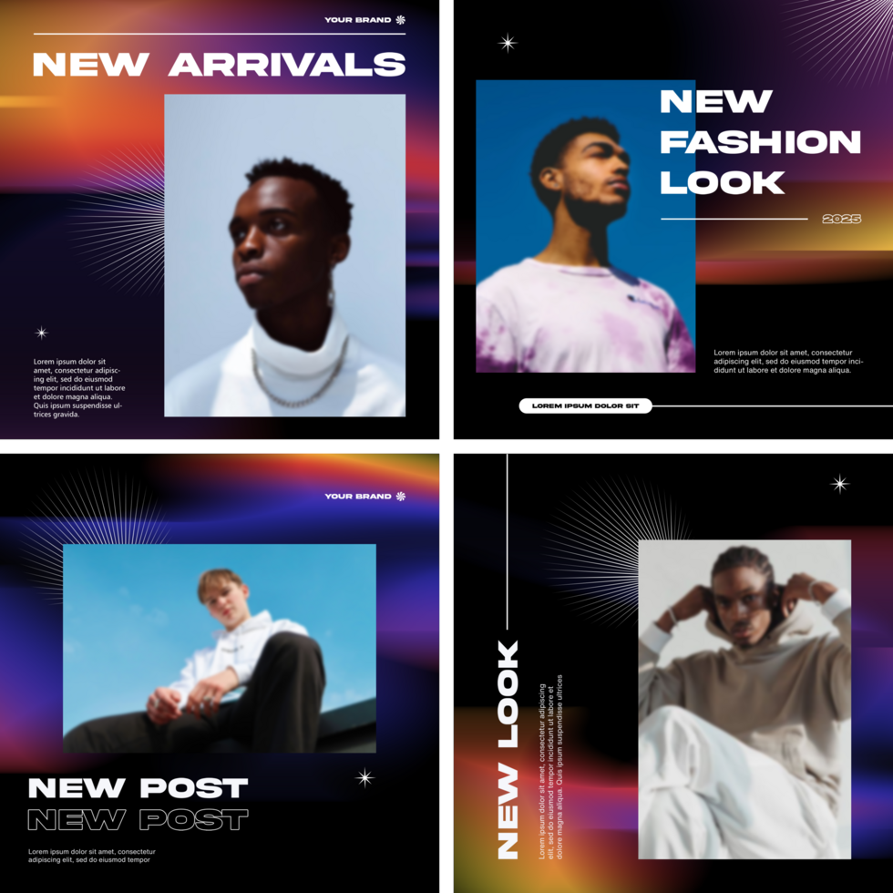 Fashion Gradient Theme Social Media Post Template Design Set Bundle psd