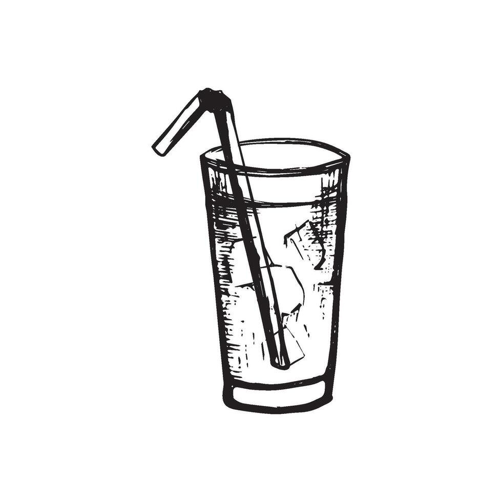 alcohol cocktail mojito. Hand drawn. Isolated element for summer menu, invitations, vacation design. vector