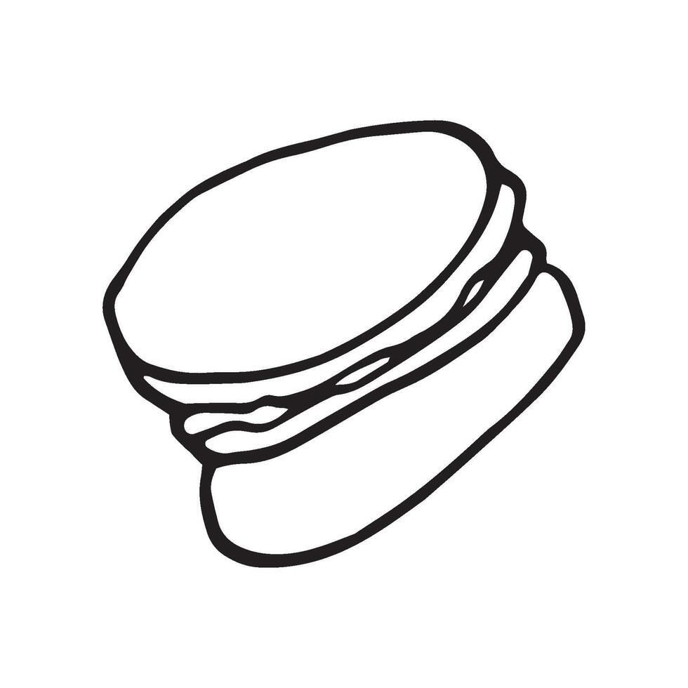 Single hand drawn macaron. Doodle illustration. vector
