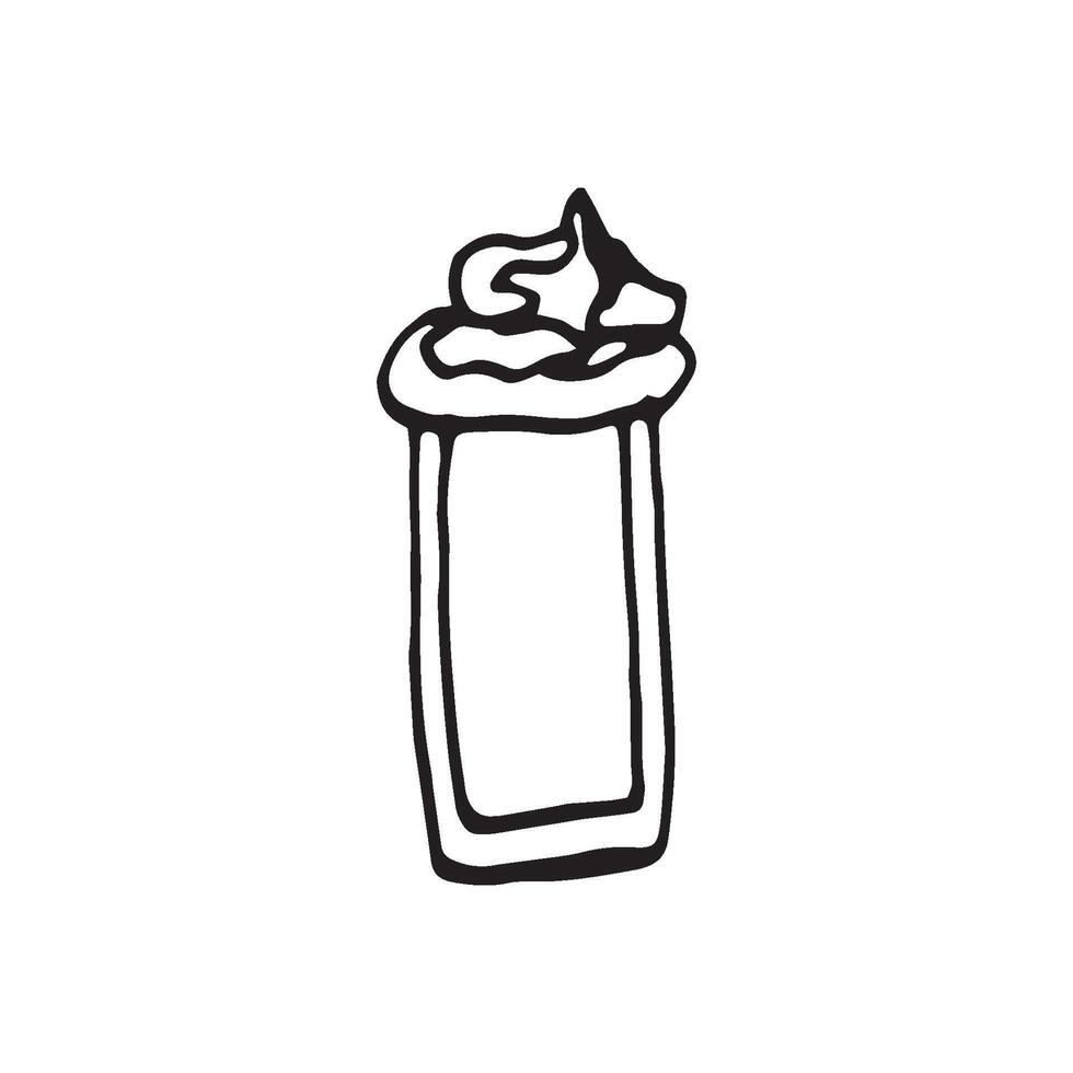 Single hand drawn cup of coffee, chocolate, cocoa, americano or cappuccino. Doodle illustration vector