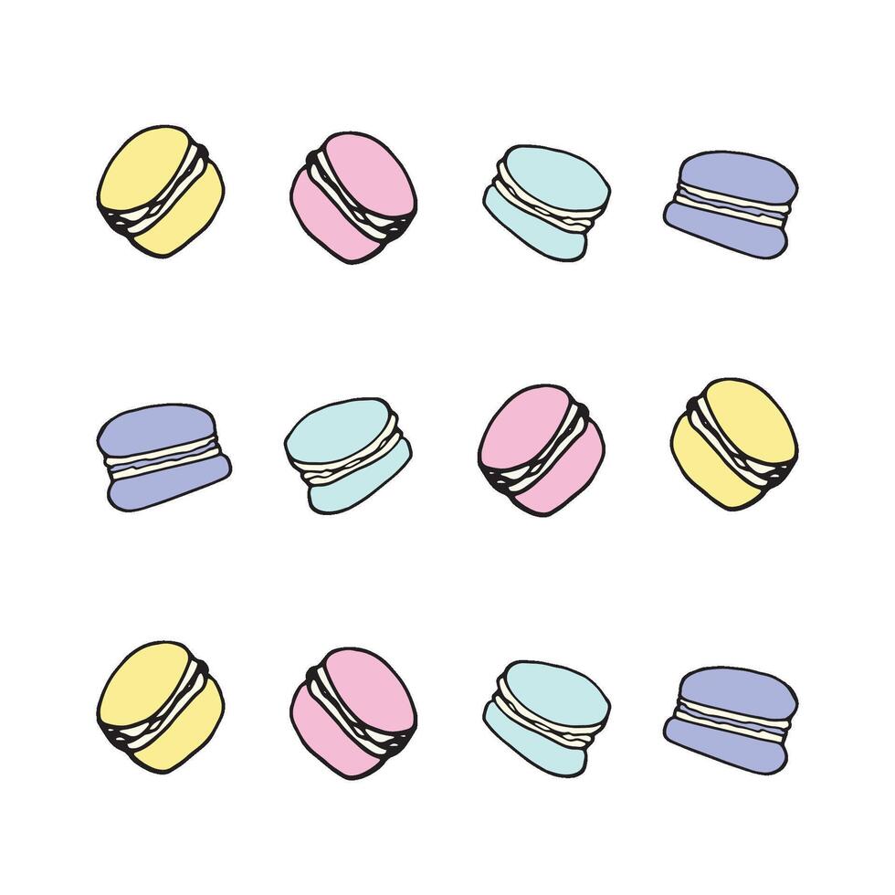 Set of hand drawn macarons vector
