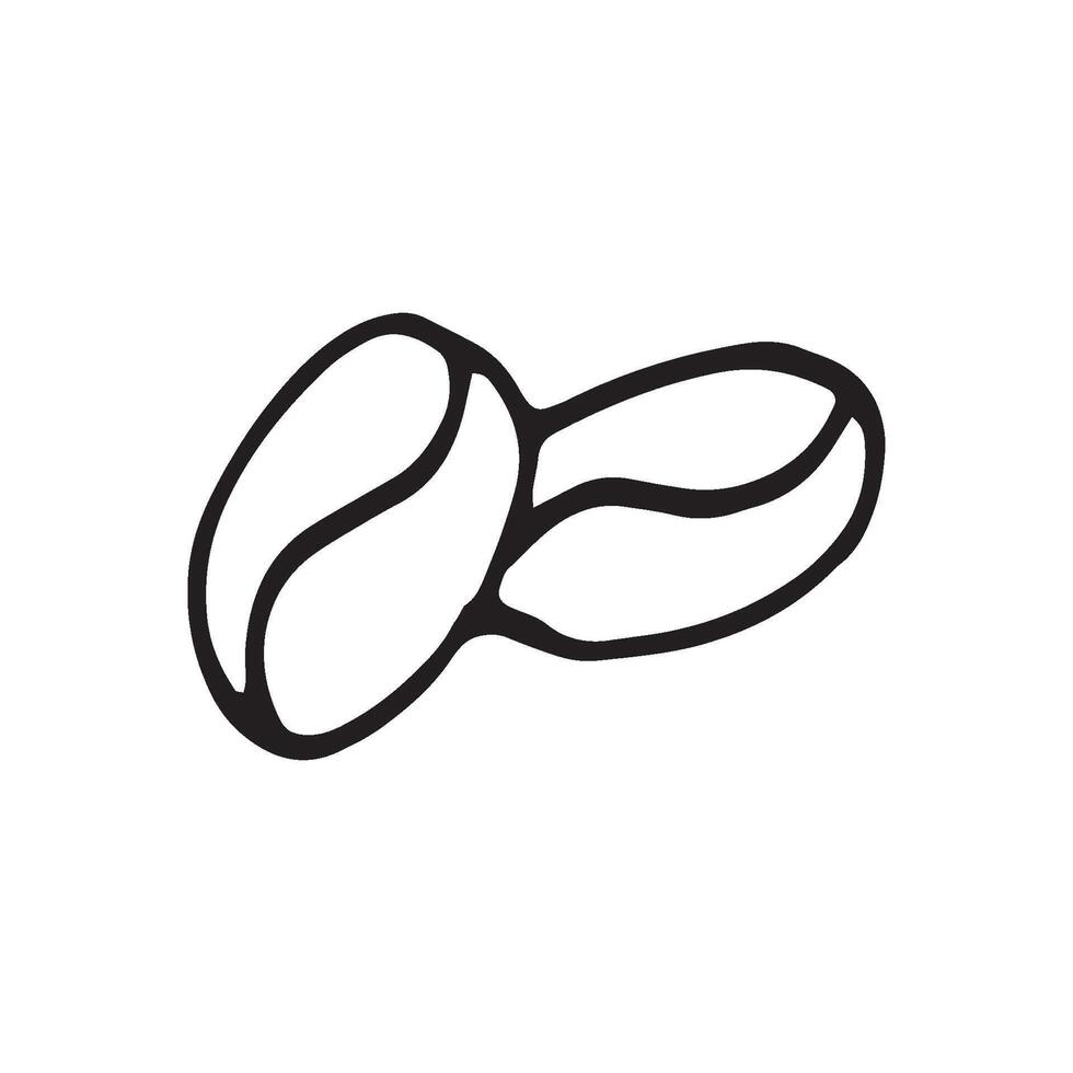 Cute single hand drawn coffee beans. Doodle illustration vector