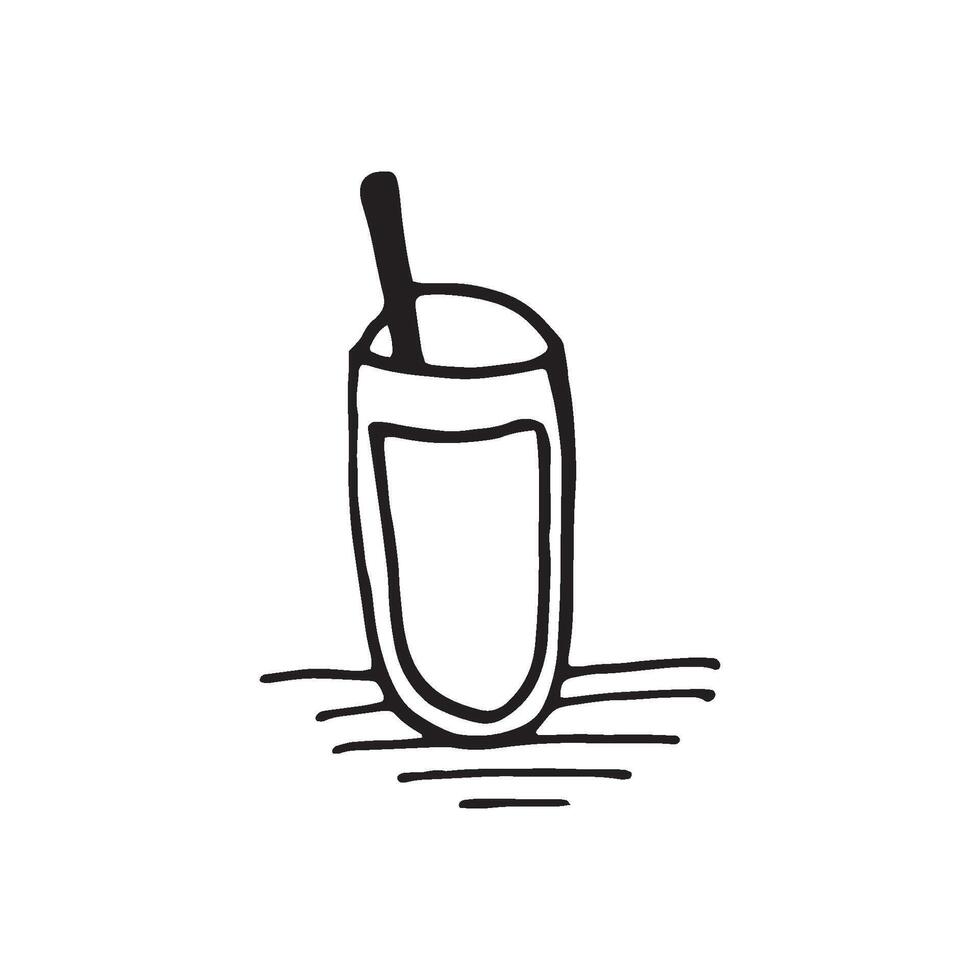 Single hand drawn cup of coffee, chocolate, cocoa, americano or cappuccino. Doodle illustration vector