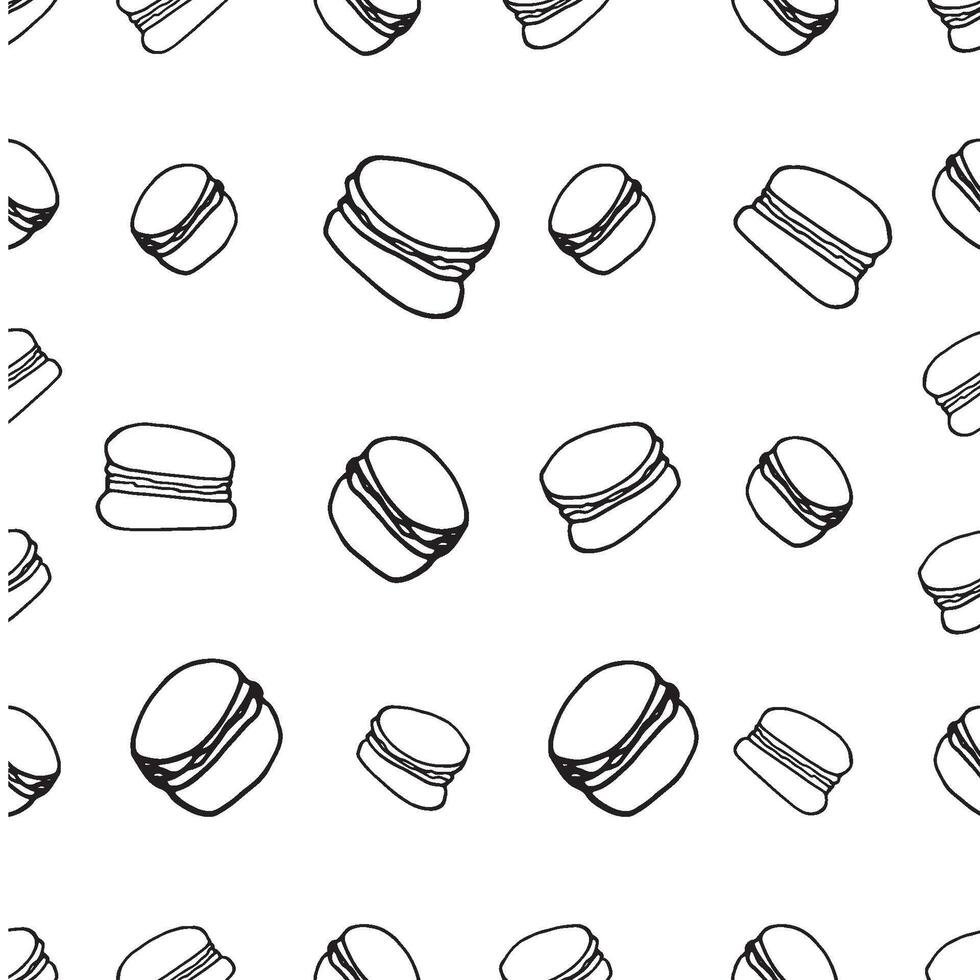 Hand drawn seamless pattern with macarons vector