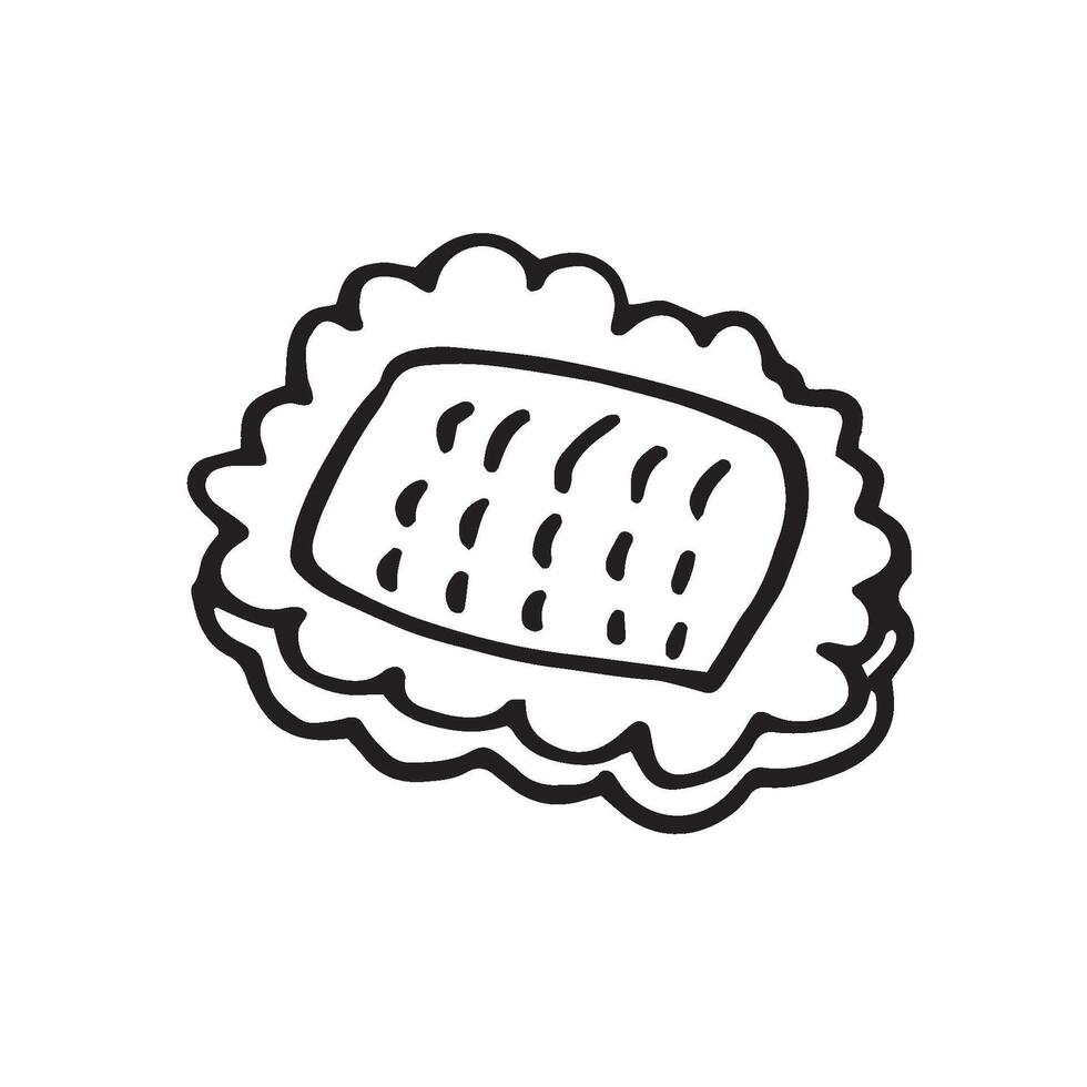 Single hand drawn cookie for recipe, culinary design. vector