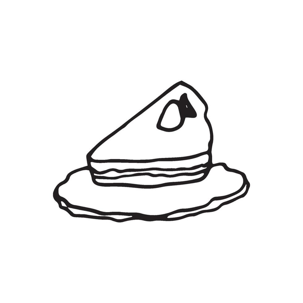 Single hand drawn cake. Doodle illustration. vector