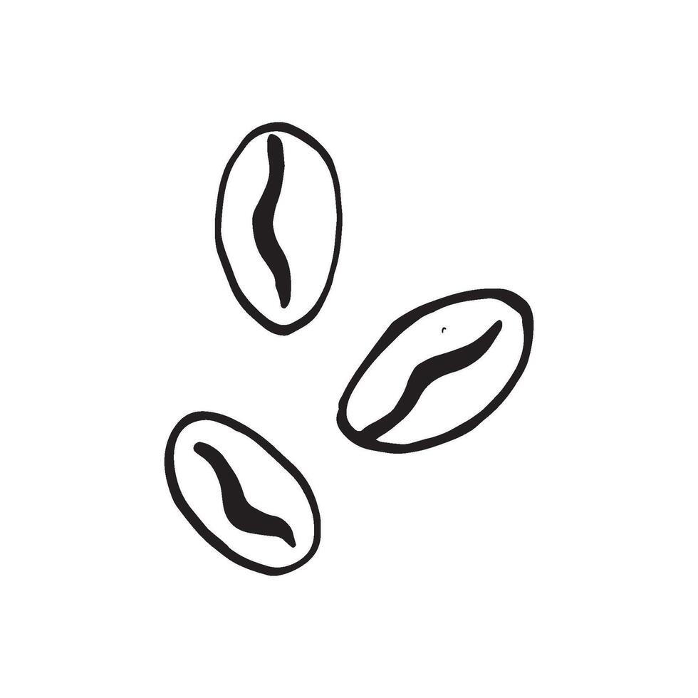 Cute single hand drawn coffee beans. Doodle illustration vector