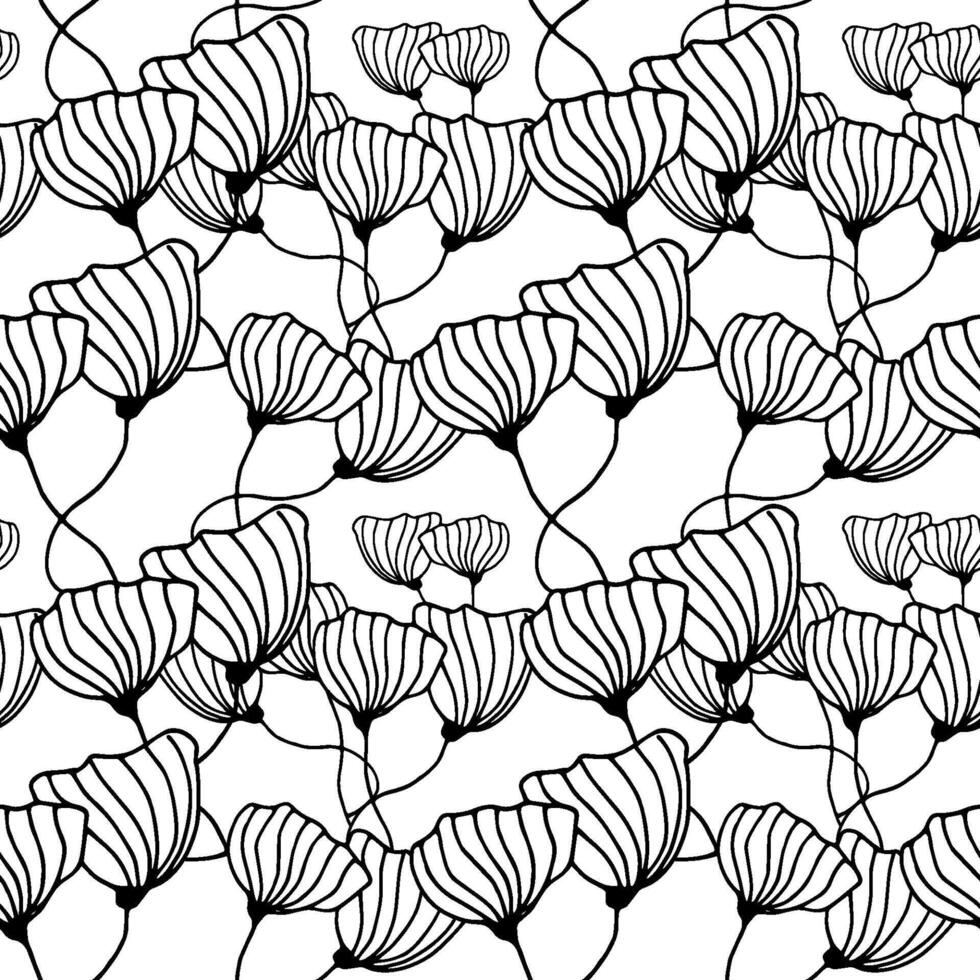Cute hand drawn seamless pattern with flowers. Doodle illustration for wedding design, logo and greeting card. vector