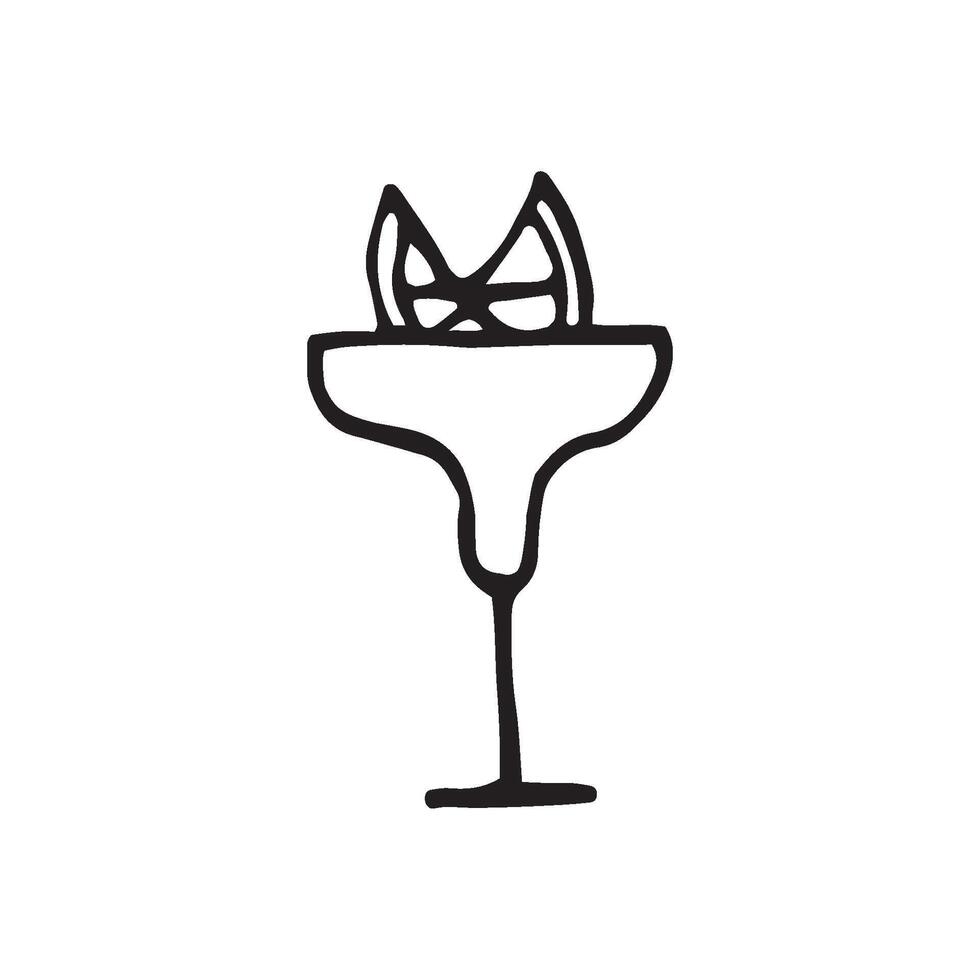 alcohol cocktails with fruits and decoration. Hand draw doodle. Isolated elements for summer menu, invitations, vacation design. vector