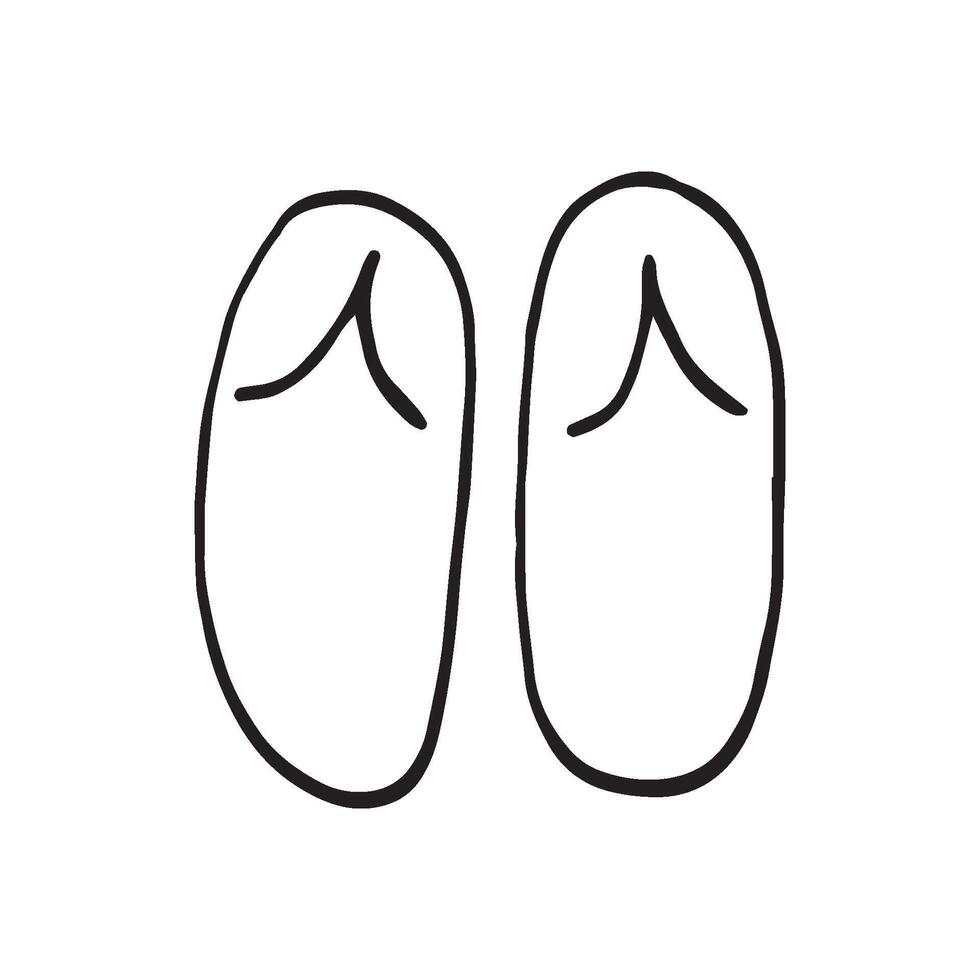 Single element of slippers in doodle summer set. Hand drawn illustration for greeting cards, posters, stickers and seasonal design. vector