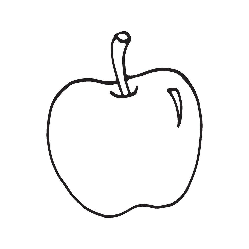 Single hand drawn apple for greeting cards, posters, recipe, culinary design. Isolated on white background. Doodle illustration. vector