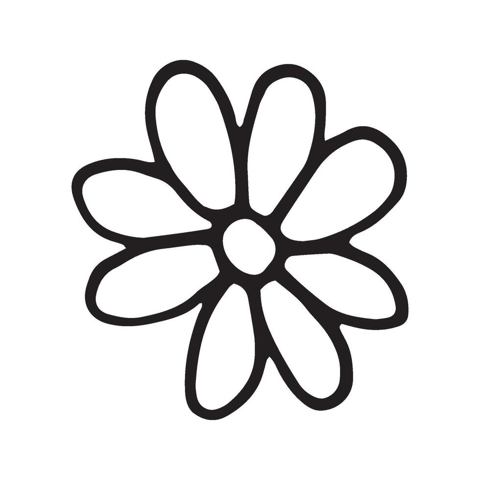 Single hand drawn flower for chamomile for summer design. Doodle illustration. Isolated on white background vector