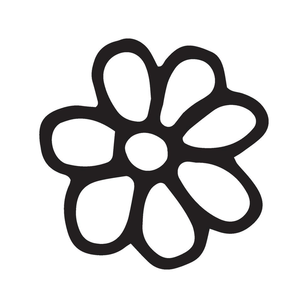Single hand drawn flower for chamomile for summer design. Doodle illustration. Isolated on white background vector