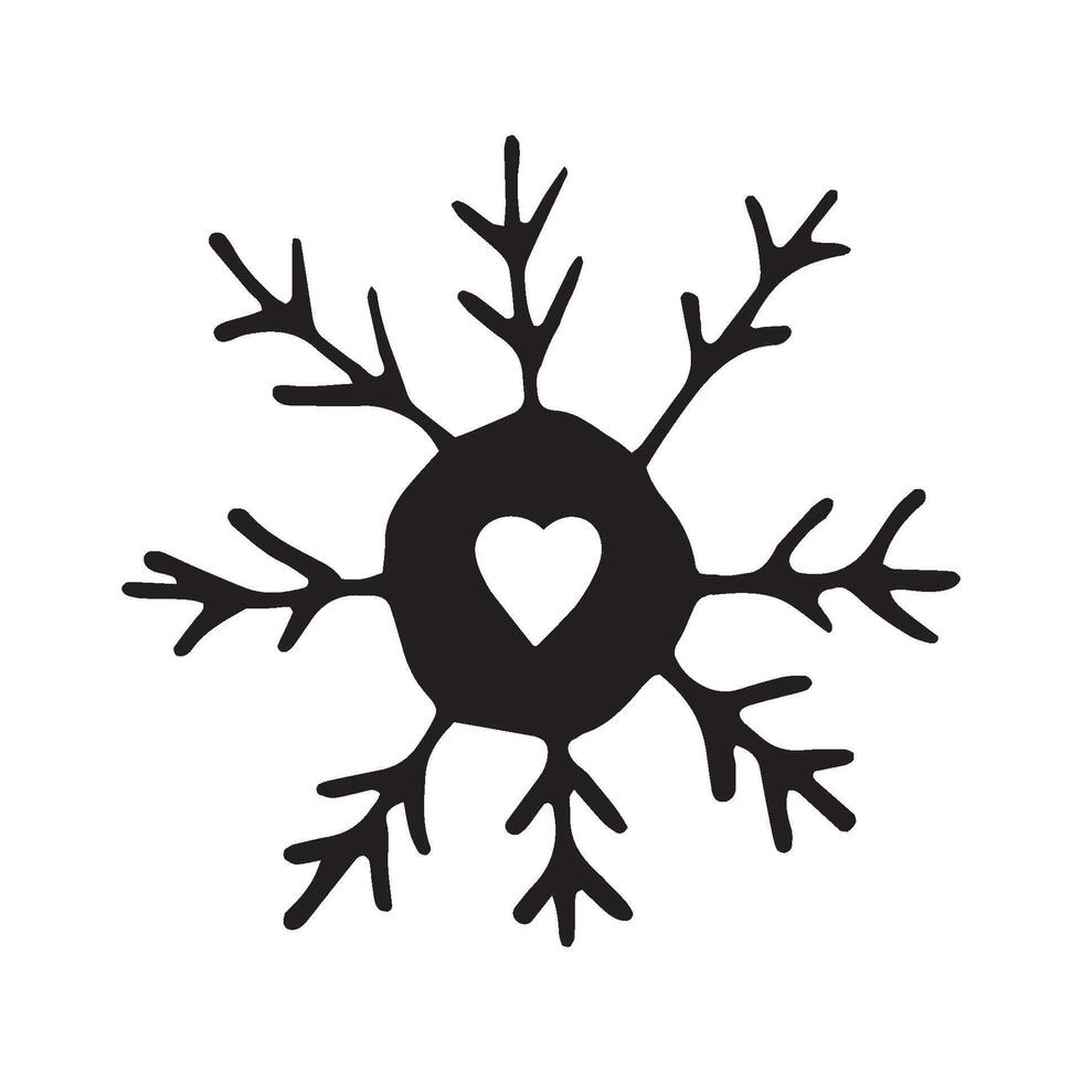 Single hand drawn snowflake. Doodle illustration. Winter element for greeting cards, posters, stickers and seasonal design. Isolated on white background vector