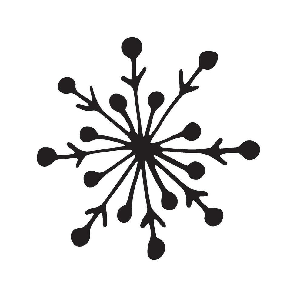 Single hand drawn snowflake. Doodle illustration. Winter element for greeting cards, posters, stickers and seasonal design. Isolated on white background vector