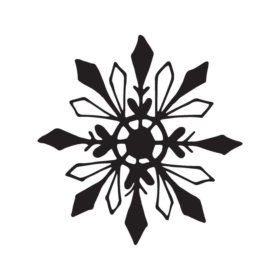 Single hand drawn snowflake. Doodle illustration. Winter element for greeting cards, posters, stickers and seasonal design. Isolated on white background vector