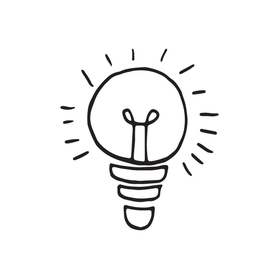 Single element of bulb idea in doodle business set. Hand drawn illustration for cards, posters, stickers and professional design. vector