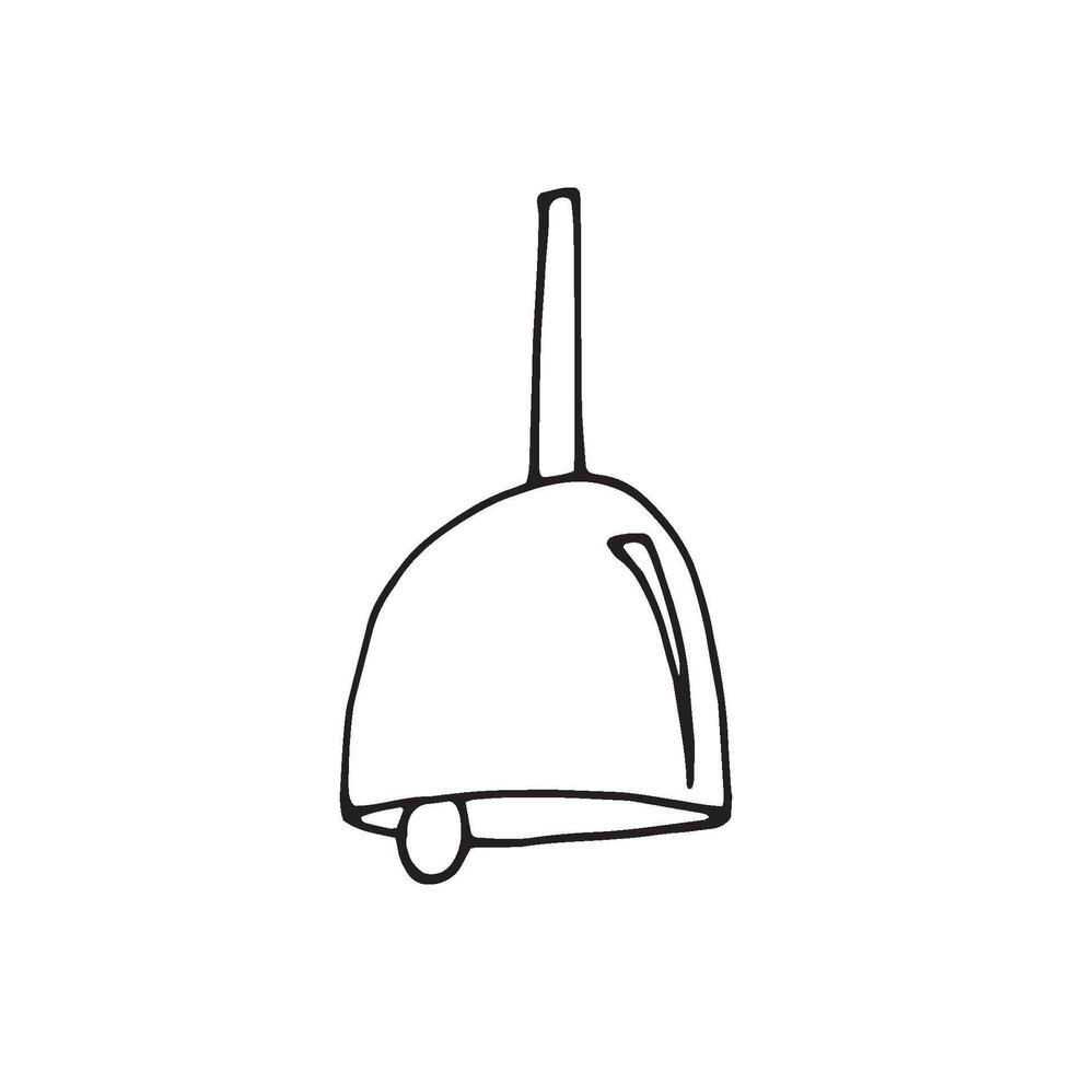 Single element of school bell in doodle set. Hand drawn illustration for cards, posters, stickers and professional design. vector
